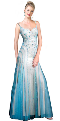 Net Satin Stone Embroidered Prom Dress